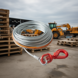 Câble de treuil en acier galvanisé 3/8 pouce x 75 pieds avec crochet pivotant pour applications de levage et de traction intensives - Product Image 2
