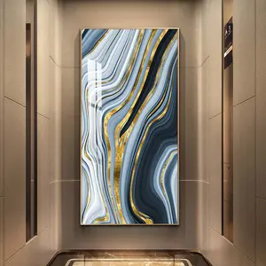 מלון מרפסת קישוט קיר יוקרה זכוכית תמונה נורדית זהב קריסטל פורצלן זהב פורצלן ציור תפאורה מודרני מותאם אישית ציור