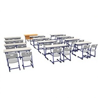 Bureaux et chaises doubles pour salles de classe du secondaire et des universités, pour deux élèves, vente chaude, mobilier de bureau modulaire en MDF