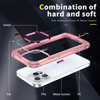Casing iPhone 14 Pro Max, pelindung HP Bumper Anti jatuh empat sudut, PC transparan TPU tahan guncangan untuk iPhone 15 Plus 13 12 11