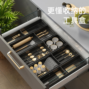 Boîte de rangement pour tiroir de cuisine Bestar, en aluminium, avec porte-couverts intégré, organiseur de vaisselle pour armoire - Product Image 2
