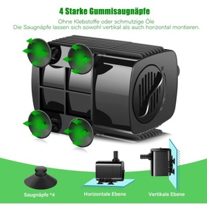Pompa Air Mini Submersible 300 Liter Per Jam 110V 220V untuk Akuarium, Air Mancur, Sistem Hidroponik - Product Image 2