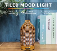 Diffuseur d'huiles essentielles en rotin, écologique, pour table, aromathérapie, humidificateur, lumière LED 7 couleurs - Utilisation domestique