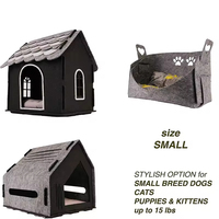 Maison pour chien et chat en feutre pliable et amovible, double couleur, avec coussin moelleux