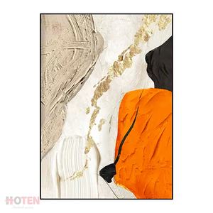 100% pintura al óleo abstracta dorada pintada a mano sobre <span class=keywords><strong>lienzo</strong></span> moderno con textura gruesa <span class=keywords><strong>para</strong></span> comedor o dormitorio incluye marco - Product Image 3