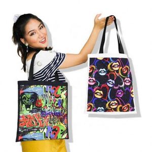 Custom Design Sublimation Printing Woman Bag Reusable Cloth 100% Polyester Canvas Cotton Shopping Tote Bags - Product Image 1