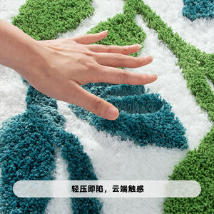Alfombra de baño cuadrada de microfibra absorbente antideslizante con diseño minimalista y patrón de plantas, estilo transfronterizo. - Product Image 5