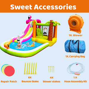 HAPPY Castle <b>House</b> <b>Inflatable</b> Flamingo Jump Bouncer Set Oxford <b>House</b> Castle <b>House</b> <b>Inflatable</b> HAPPY C - Product Image 3