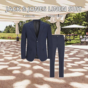 Tuta da Uomo <span class=keywords><strong>Jack</strong></span> & <span class=keywords><strong>Jones</strong></span> Jprriviera in Lino, Monopetto, Tessuto TR, Vestibilità Slim, Blu Scuro, Taglia 68 Large - Product Image 2