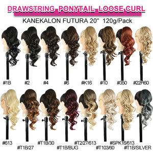 Extensions <span class=keywords><strong>de</strong></span> <span class=keywords><strong>cheveux</strong></span> en <span class=keywords><strong>queue</strong></span> <span class=keywords><strong>de</strong></span> <span class=keywords><strong>cheval</strong></span> Julianna, résistantes à la chaleur, en fibre Futura, 20 pouces, bouclées, avec cordon <span class=keywords><strong>de</strong></span> serrage, <span class=keywords><strong>cheveux</strong></span> synthétiques - Product Image 4