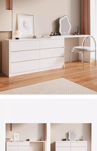 <span class=keywords><strong>Commode</strong></span> en bois blanc réglable, meuble de rangement latéral, coiffeuse moderne de luxe avec miroir LED pour chambre à coucher - Product Image 5