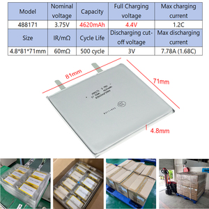 Литий-ионный аккумулятор 488171 4620 мАч 3.75В с быстрой доставкой и длительным сроком службы для ноутбуков, повербанков, планшетов, нагревательных устройств - Product Image 2