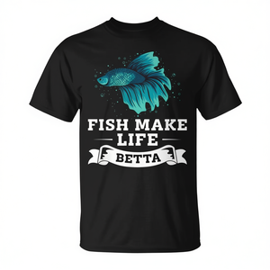 T-shirt Fish Make Life Betta avec motif de poisson de combat siamois - Product Image 2