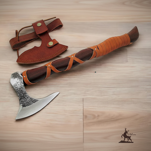 Handmade Industrial Grade Carbon Steel Viking <b>Axe</b> with Wooden Handle and Leather Sheath Personalized Gift for Men's Camping - Product Image 1