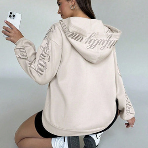 Sudaderas con logotipo personalizado para mujer, ropa de calle deportiva de gimnasio de talla grande, Jersey de algodón con capucha, sudaderas con capucha - Product Image 1