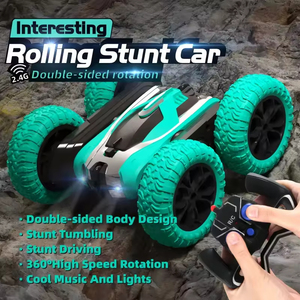 Macchinina per bambini <span class=keywords><strong>RC</strong></span> 2.4Ghz veicolo binario a doppia faccia plastica telecomando rotolamento Stunt Car - Product Image 3