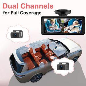 Monitor de Bebé para Auto con Doble Lente, Pantalla Ancha de 6.9 Pulgadas, Visión Nocturna HD IR, Cámara para Auto para Monitoreo de Seguridad de Dos Niños - Product Image 2