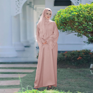 Robe longue musulmane pour femme, sept couleurs, simple, unie, en mousseline, avec foulard, style moyen-oriental, sexy, longueur ras du sol, taille naturelle - Product Image 4