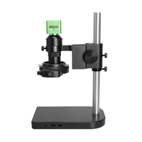 Microscope numérique 4K Magic Earth ME678 avec capteur CMOS, caméra MP4, zoom réglable 150X, objectif à monture C, support et lampe annulaire à 144 LED