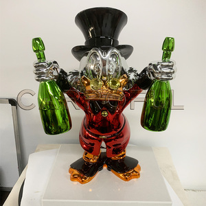 Vàng & Bạc Bóng <span class=keywords><strong>Mickey</strong></span> Chuột Cho Pop Nghệ Thuật Điêu Khắc Với Hai Chai Rượu Vang Nhựa Rượu Sâm Banh Vịt Tượng Bởi MC Donald Vịt - Product Image 6