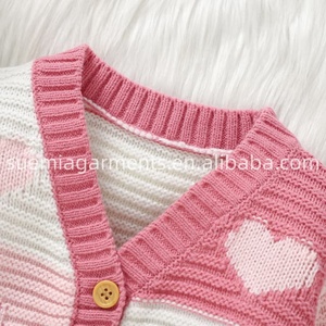 1 pièce, étiquette personnalisée, cœur aimant, tricot, printemps automne, vêtements pour bébé, nourrisson, manches longues, filles, tout-petit, pull en brocart - Product Image 2