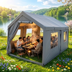 Tenda Carport Resistente e Stabile ai Raggi UV, Riparo <span class=keywords><strong>Mobile</strong></span> per Esterni per Parcheggio Veicoli Commerciali ed Esposizioni Fieristiche - Product Image 4