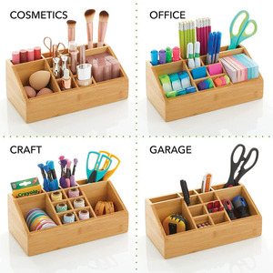 Bamboo Cosmetic Organizer With Partitions Rectangle Desktop Storage <b>Box</b> For <b>Makeup</b> Brushes Lipsticks And Beauty Tools - Product Image 4