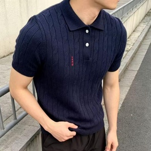 Camisa de punto trenzado vintage de marca OEM para hombre, estilo OEM, color liso, con cuello, venta al por mayor de fábrica, LOGO personalizado a granel - Product Image 6