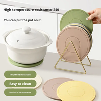 Sous-plats en silicone écologiques, lot de 3, résistants à la chaleur, antidérapants, ronds, diamètre 8,66 pouces, protège-plats (gris)