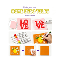 Kit de Peinture pour Carreaux de Décoration Maison DIY, Ensemble Créatif de Carreaux en Céramique Vides Réutilisables avec 8 Marqueurs de Peinture Acrylique, Cadeau Artistique pour la Décoration Intérieure