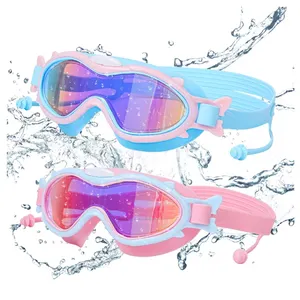 PC 렌즈 클리어 비전 어린이 전문 김서림 방지 만화 강한 렌즈 수영 고글 실리콘