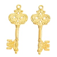 Breloque Clé Squelette Baroque en Alliage de Zinc, Pendentif Couronne et Nœud en Filigrane pour Cartes d'Invité de Mariage Steampunk