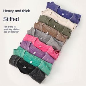 เสื้อยืดผู้ชายสไตล์เรโทร บาติก แขนสั้น ผ้าฝ้าย 230 กรัม ซักแล้ว ทรงหลวม คอกลม - Product Image 2