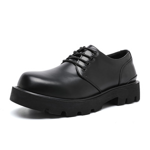 Chaussures Derby en cuir véritable pour hommes, semelle épaisse, bout rond, chaussures en cuir décontractées, talon de 5,5 cm, confortables, durables, élégantes - Product Image 2
