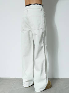 A25A a 8630/Jeans Beige de Pierna Recta con Botones Planos de Alta Gama para <span class=keywords><strong>Hombre</strong></span>, Holgados, Versátiles, Drapeados, Largos, Casuales, Vintage, Estilo Americano - Product Image 4