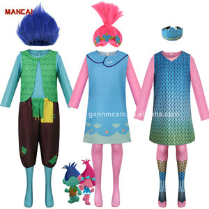 Monos de dibujos animados para fiesta de Halloween para hombre <span class=keywords><strong>Trolls</strong></span> <span class=keywords><strong>Branch</strong></span> Princess Poppy disfraz juego Cosplay disfraces para adultos niños - Product Image 1