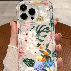 Cover per Cellulare in TPU Trasparente con Stampa Floreale Bianca per <span class=keywords><strong>iPhone</strong></span> X Xr <span class=keywords><strong>Xs</strong></span> 11 12 13 14 15 16 17 18 Pro Max - Product Image 1