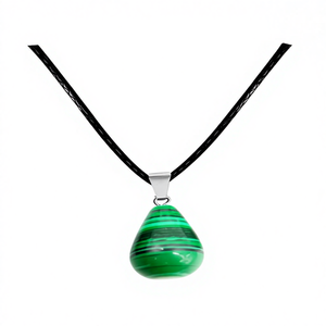 Collana con Ciondolo Cotigo Fine con Goccia di Pietra di Malachite - Product Image 1