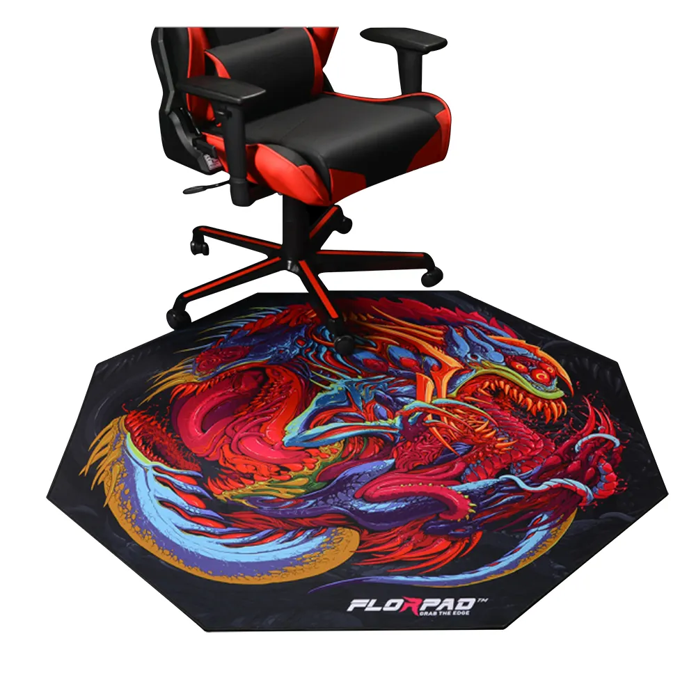 사용자 정의 인쇄 로고 게임 의자 카펫 디자인 브랜드 RGB 로고 게임 의자 바닥 매트