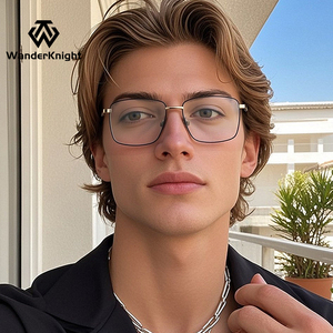 <span class=keywords><strong>Nouvelle</strong></span> tendance, lunettes de vue pour hommes, photochromiques, élégantes, en <span class=keywords><strong>acier</strong></span> inoxydable massif, monture rectangulaire, légères, personnalisables - Product Image 3