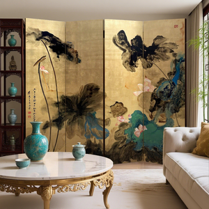 Bức tranh màn hình lá vàng cổ điển Màn Hình vẽ tay truyền thống lá vàng sơn - Product Image 5