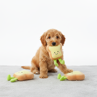 Jouets en peluche pour chien en forme de tranches de pain souriantes, de glaces et de biscuits au chocolat