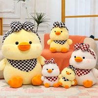 Peluche Canard Jaune Crème en Coton PP, Cadeau d'Anniversaire pour Enfants, Poupée de Machine à Pinces, Canard Enfantin avec Écharpe