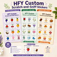 Autocollant parfumé à gratter et sentir, étiquette adhésive personnalisée parfum fruité, feuille décorative pour récompenses, cadeaux de fête