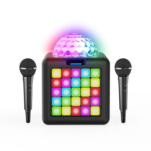 Flashing Cube Party Karaoke Flashing LED Party Lights Wireless Speaker with Remote Control and Microphone