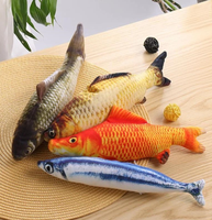 Jouet à mâcher en coton PP en forme de chat de dessin animé, oreiller en peluche poisson, faible MOQ, jouet doux en peluche pour chat, soulage l'ennui, divertissement pour animaux de compagnie, vente en gros