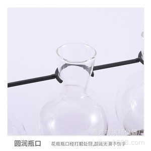 Retro Glass Hydroponic Vase With Wooden Stand Wall Mounted Plant Decor For Indoor Greenery - Product Image 2