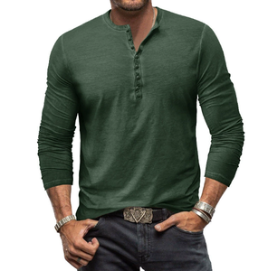 เสื้อเชิ้ตแขนยาวผู้ชาย คอทรงกลม ติดกระดุม  รับสกรีนโลโก้ ผ้าใส่สบาย - Product Image 4