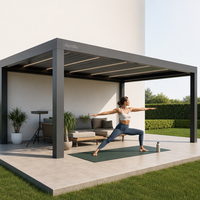 Pergola bioclimatique motorisée en aluminium - Gazebo de jardin extérieur avec balcon, design écologique