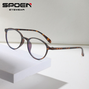 Monture de lunettes ronde SPOEN marron anti-lumière bleue pour femmes, correction de la vue, style visage ovale - Product Image 1